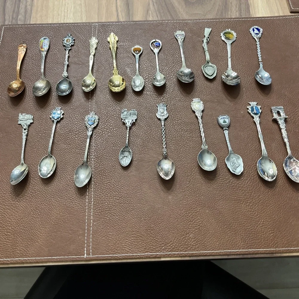 20 Souvenir Spoons With Holder